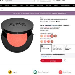 5/$60 Saie Glow Sculpt Cream Highlighting Blush Peachglow BNIB